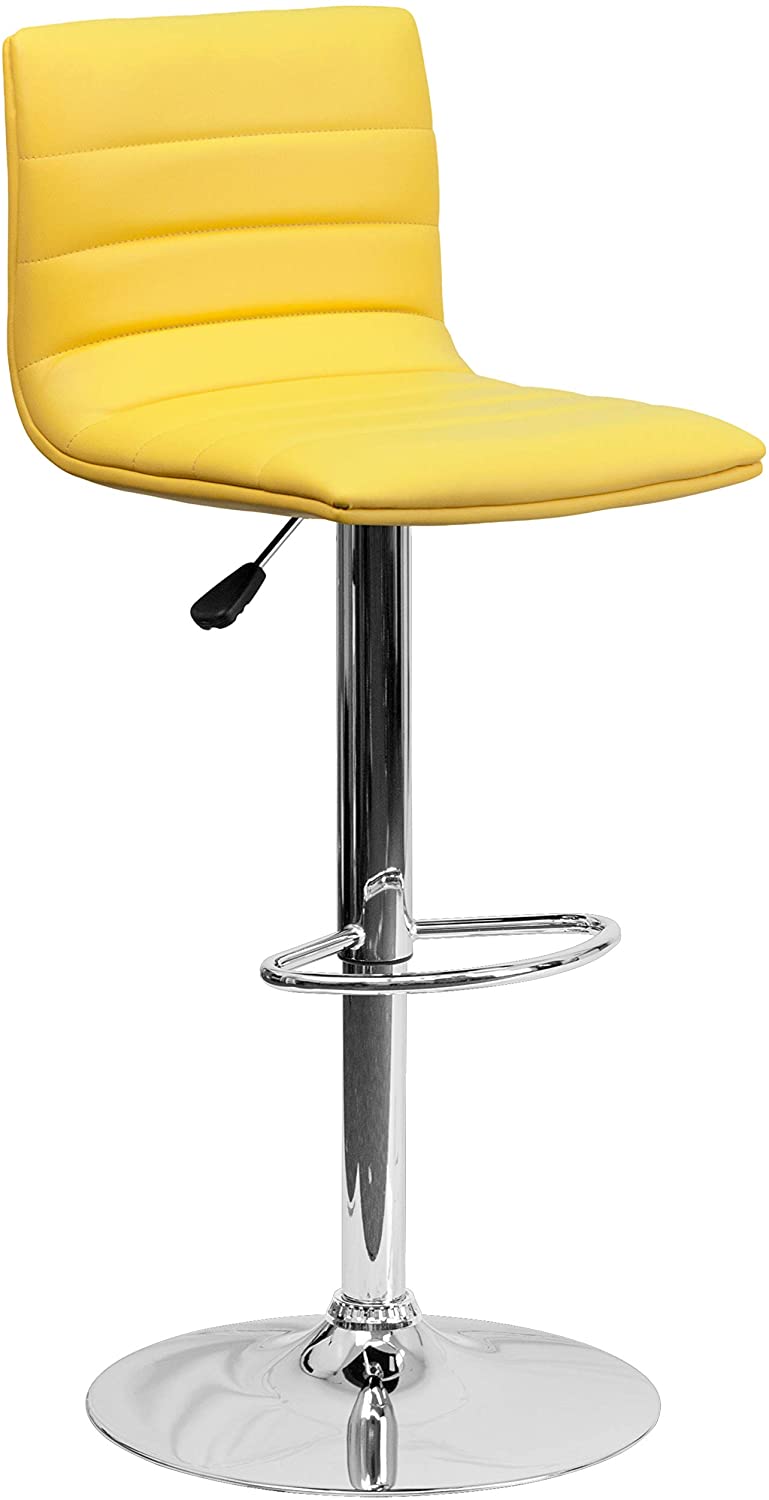 Modern White Vinyl Adjustable Bar Stool w/Swivel