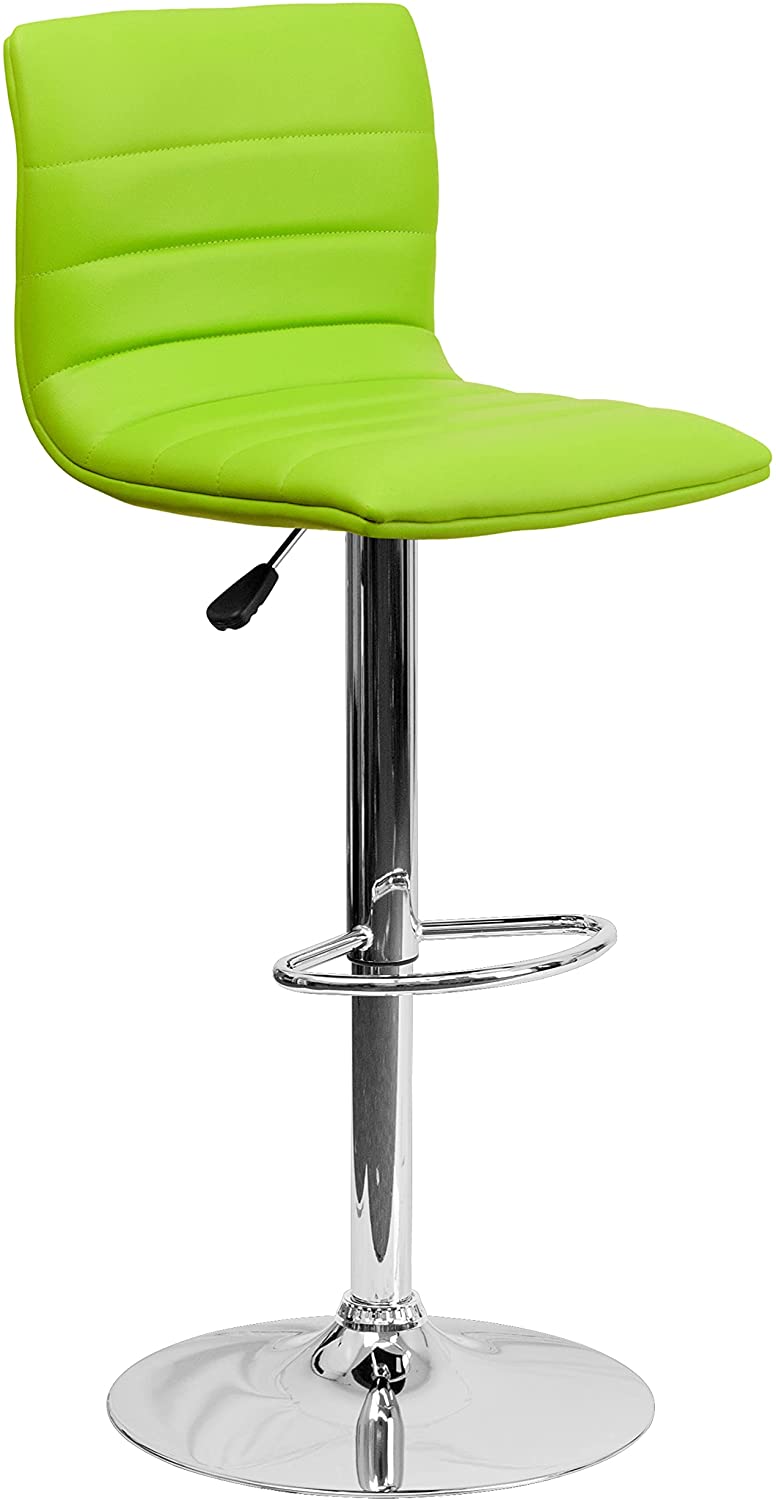 Modern White Vinyl Adjustable Bar Stool w/Swivel