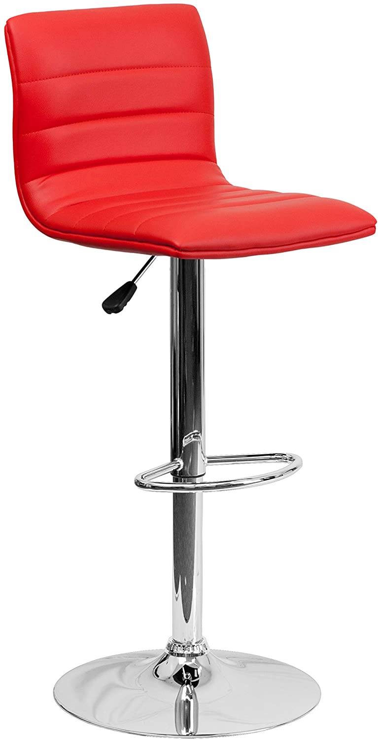 Modern White Vinyl Adjustable Bar Stool w/Swivel