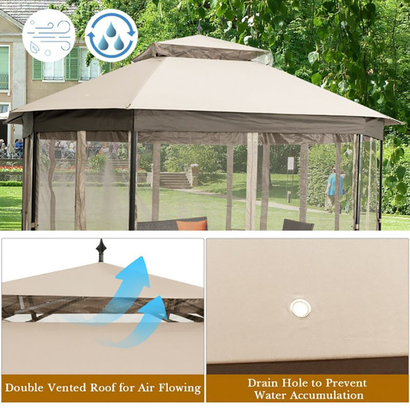 Octagonal Patio Gazebo Tent with Net