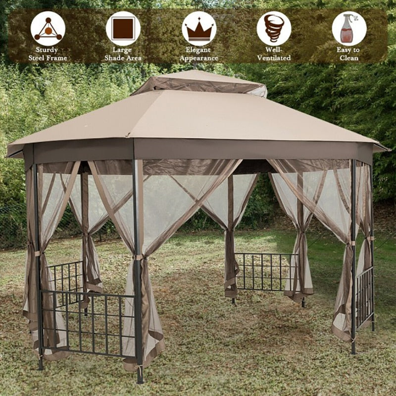 Octagonal Patio Gazebo Tent with Net