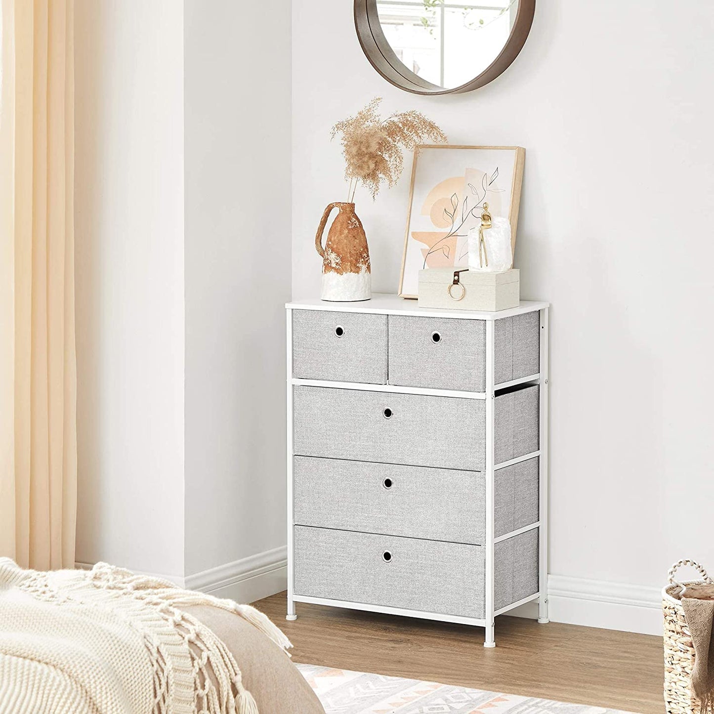 5 Drawer Storage Chest Dresser Gray