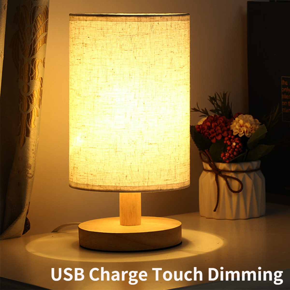 USB Powered Modern Nordic Wood Table Lamp