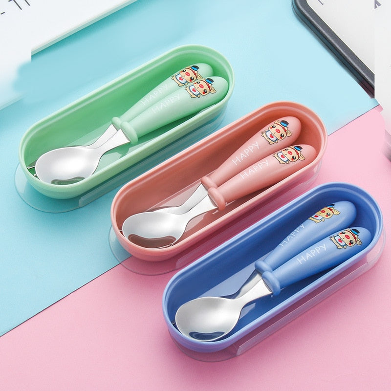 Infant Toddler Tableware Fork and Spoon w/Box