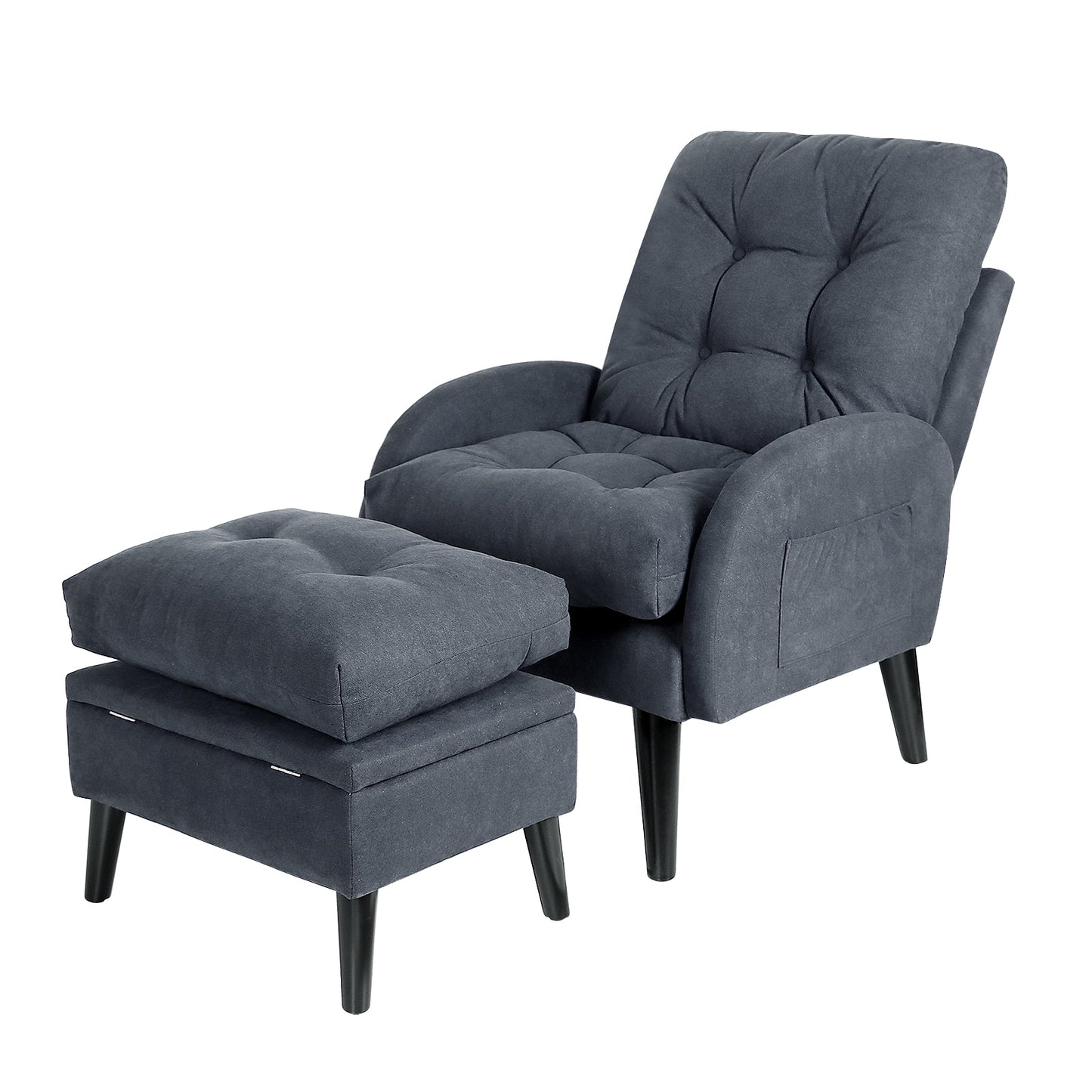 Accent Chair with Adjustable Backrest and Ottoman