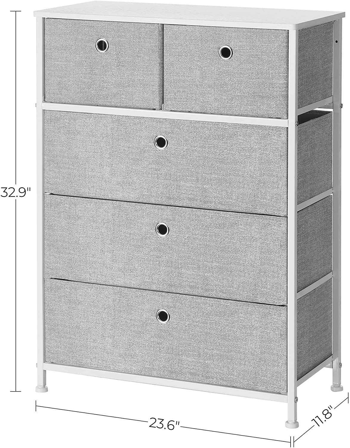 5 Drawer Storage Chest Dresser Gray