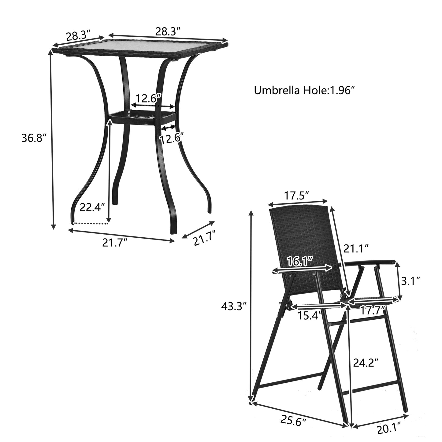 5PC Tall Patio Dining Table Set