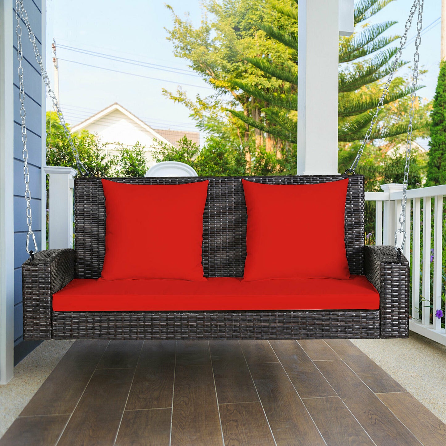 2-Person Patio Rattan Hanging Porch Swing