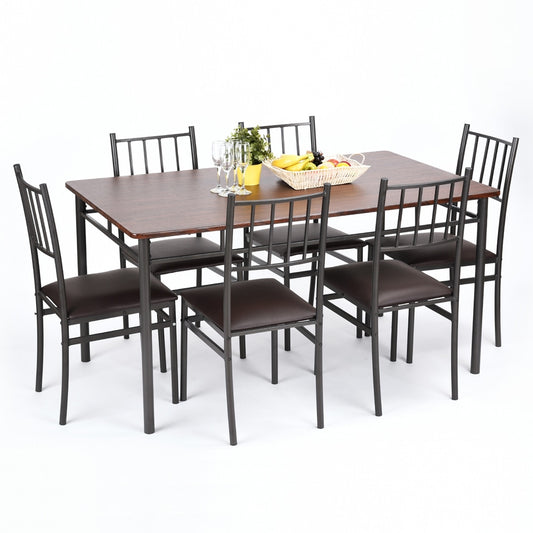 7 Piece Wood and Metal Table Dinnette