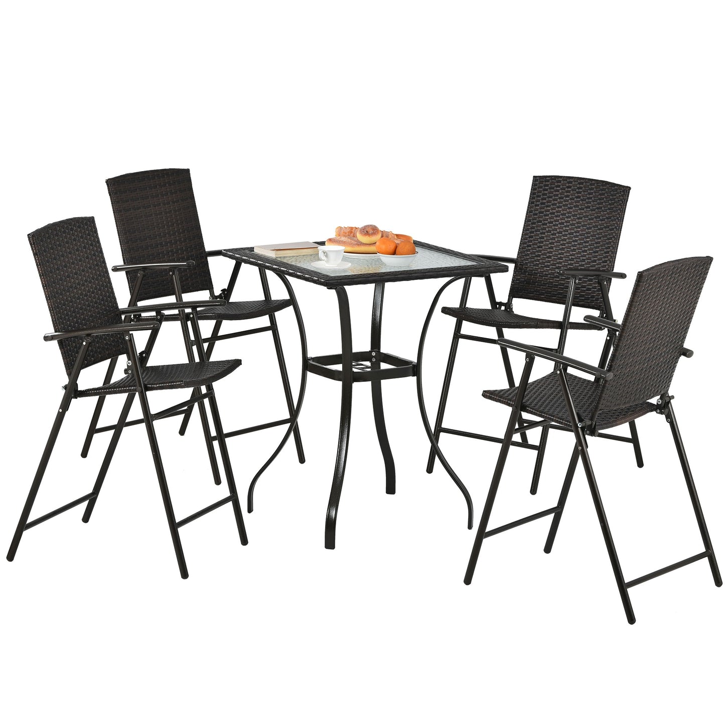 5PC Tall Patio Dining Table Set