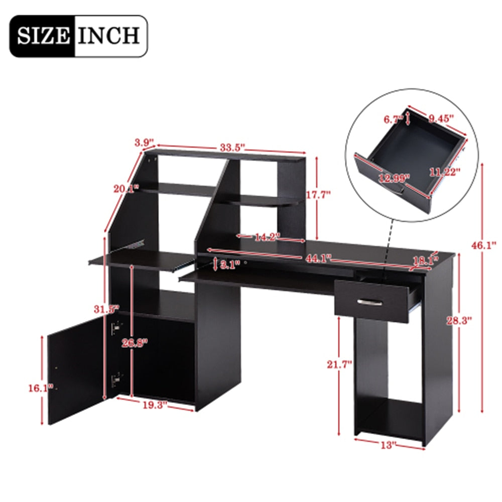 Multi-Functional Computer Desk with Cabinet