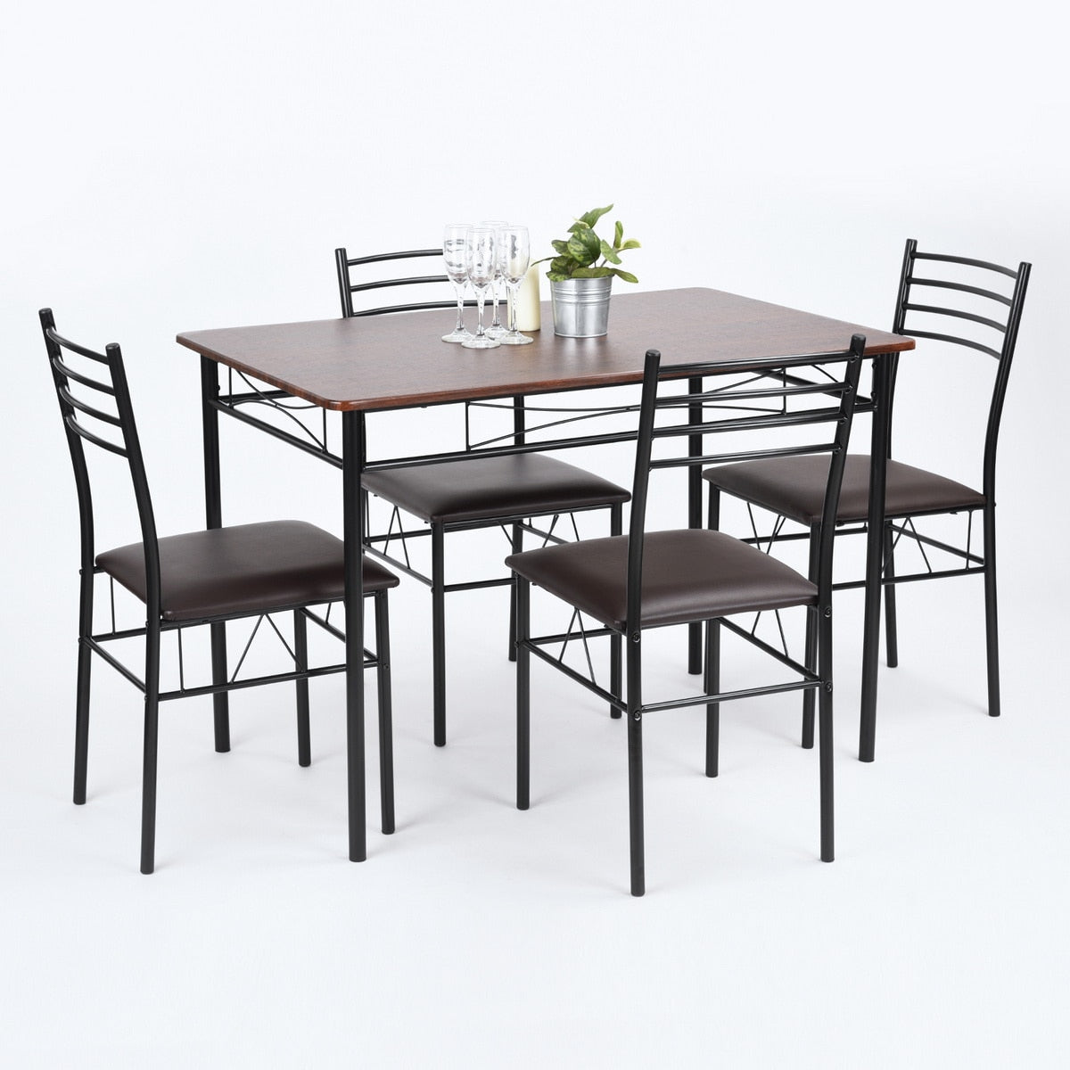 7 Piece Wood and Metal Table Dinnette