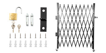 Folding Steel Expanding Accordion Security Gate w/Lock