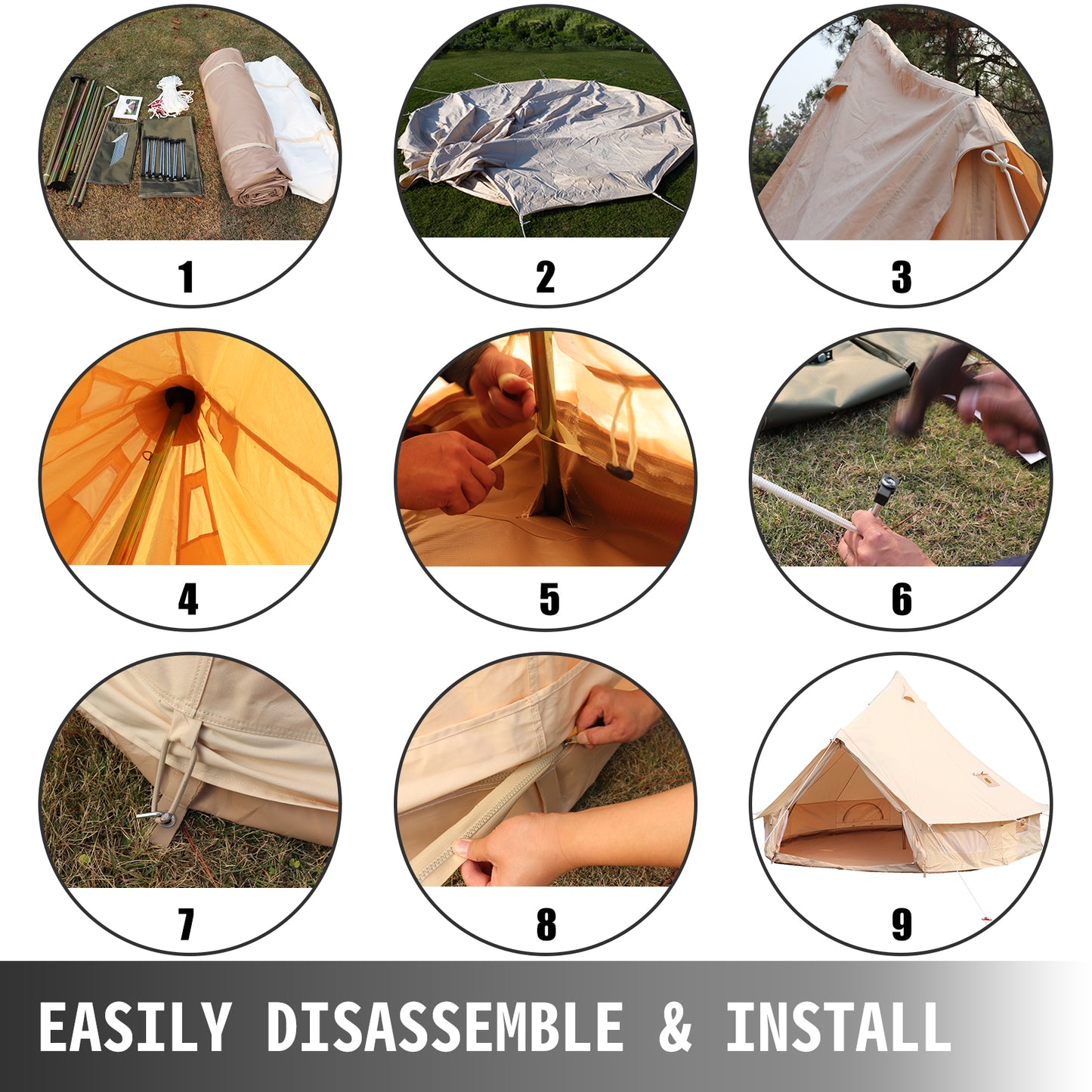 4-12 Person Waterproof Canvas Camping Bell Tent