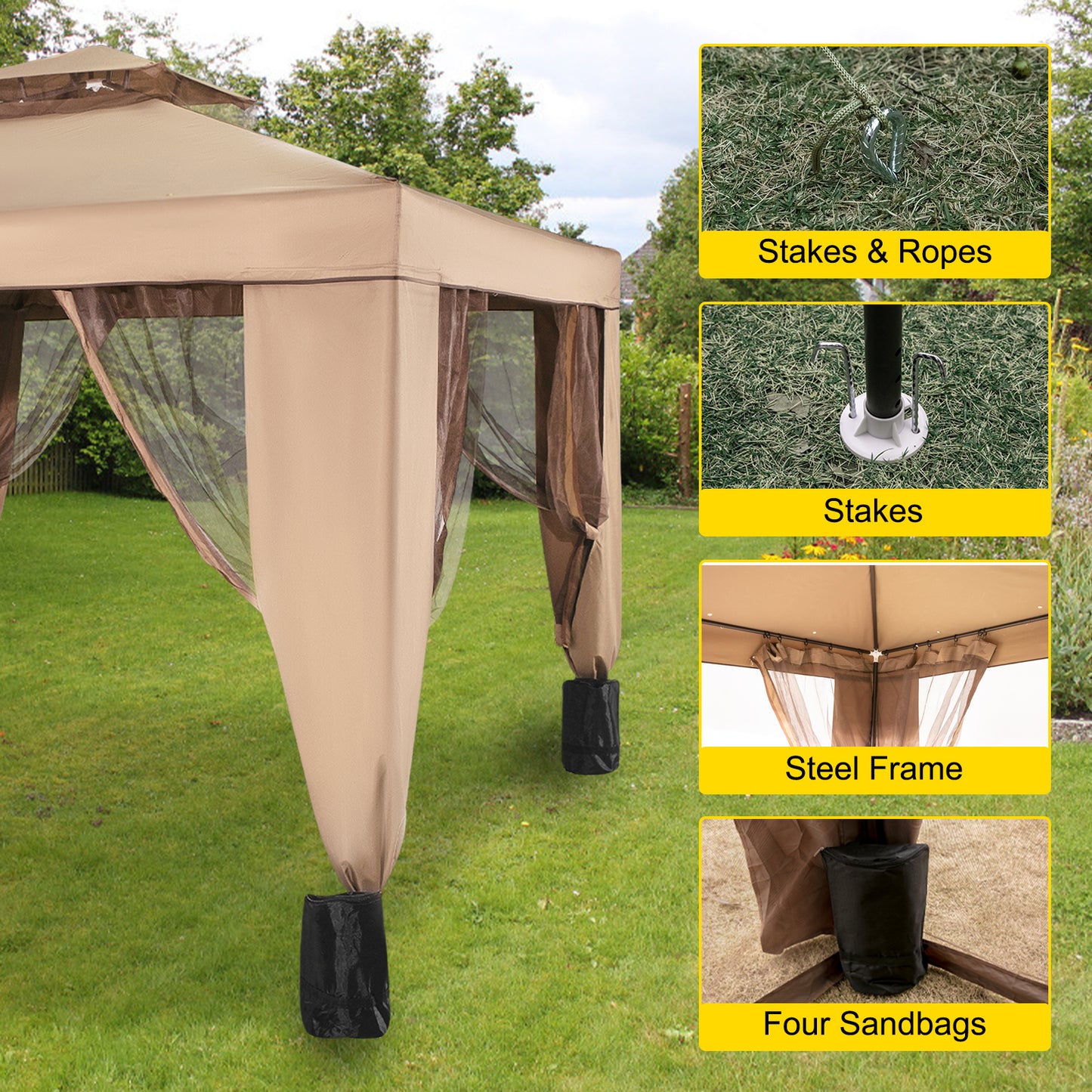 Outdoor Gazebo Canopy Tent W/Netting