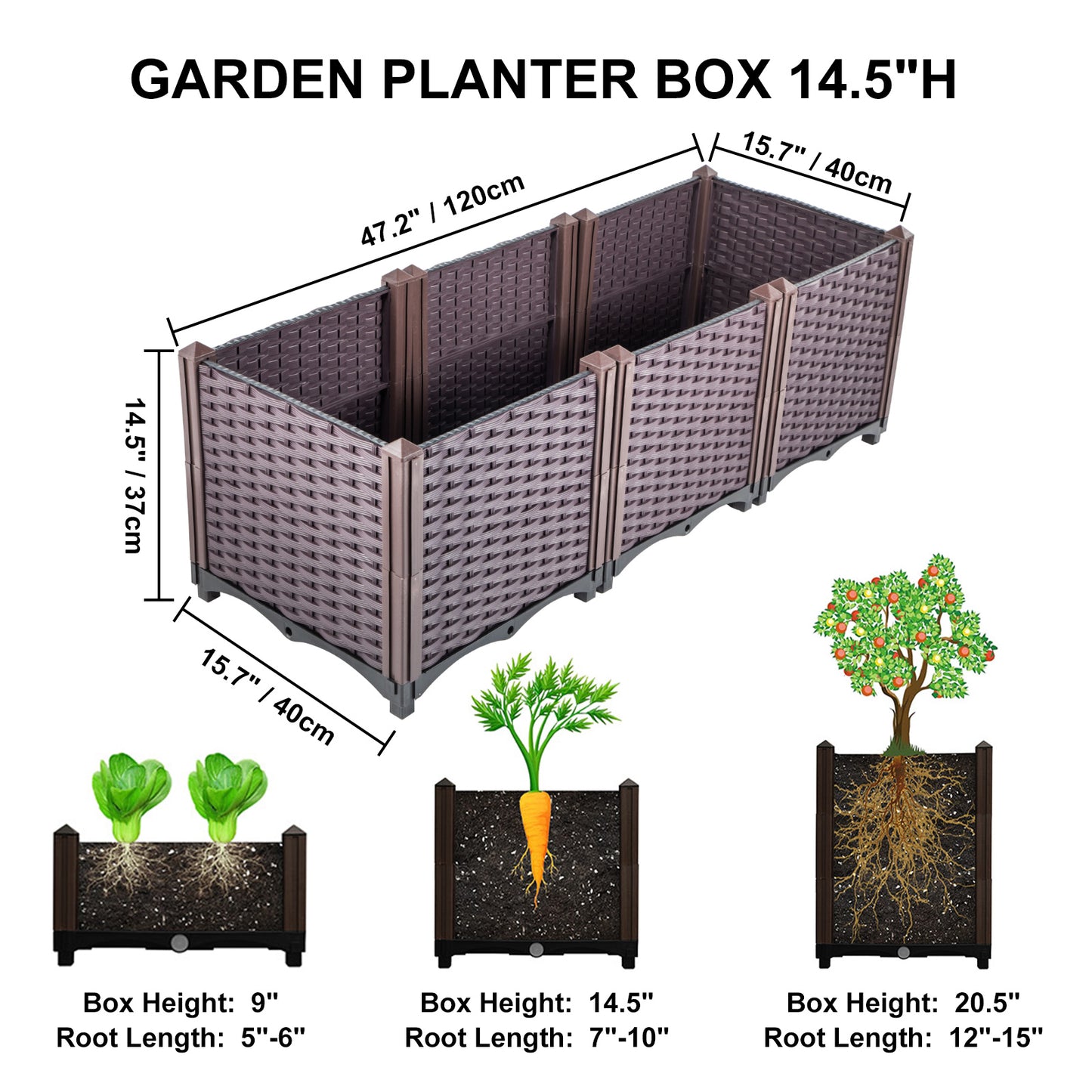 Plastic Raised Garden Beds Flower Box Planter